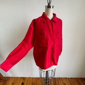 Vintage 80's CARLIE'S COURT Red Silk Button-down Top
